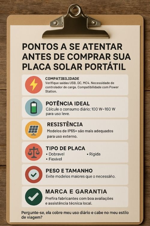 Checklist antes de comprar as melhores Placas Solares Portáteis