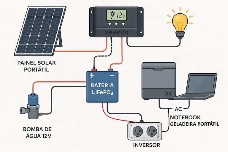 Esquema Ligação Sistema Solar Portátil Esquema Ligação Sistema Solar Portátil